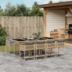 Set comedor de jardín 9 pzas con cojines ratán sintético beige