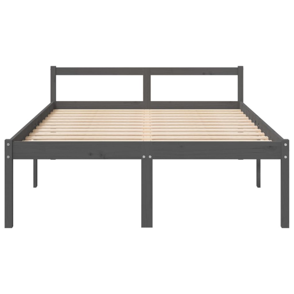 Cama para personas mayores madera maciza pino gris 120x200
