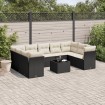 Set de sofás de jardín 10 pzas cojines ratán sintético negro