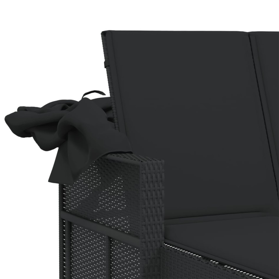 Tumbona doble con capota y cojines ratán sintético