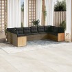 Set de sofás de jardín 10 pzas con cojines ratán sintético gris