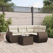 Set comedor de jardín 5 piezas y cojines ratán sintético marrón