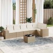 Set sofás de jardín 7 piezas y cojines ratán sintético beige