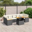 Set de sofás de jardín 8 piezas y cojines ratán sintético negro