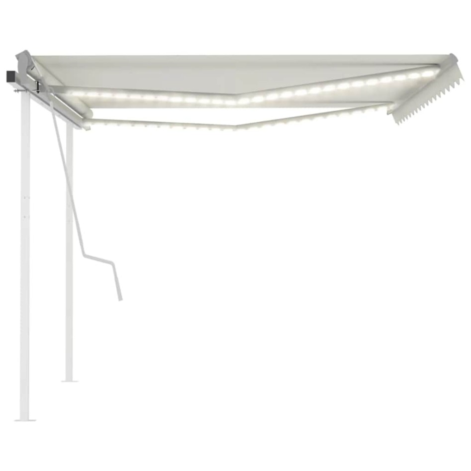 Toldo retráctil manual con luz LED crema 4x3