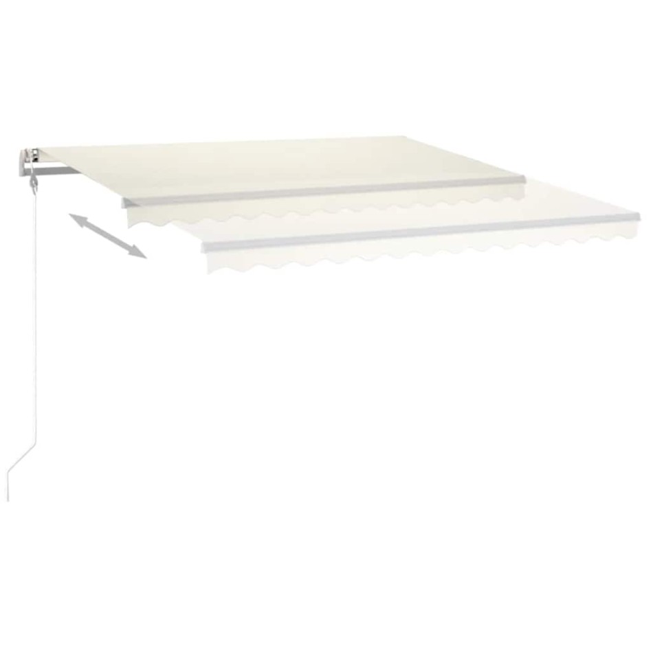 Toldo retráctil manual con luz LED crema 4x3