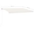 Toldo retráctil manual con luz LED crema 4x3