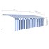 Toldo retráctil manual con persiana azul y blanco 5x3