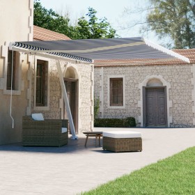 Toldo de pie manual azul y blanco 450x300