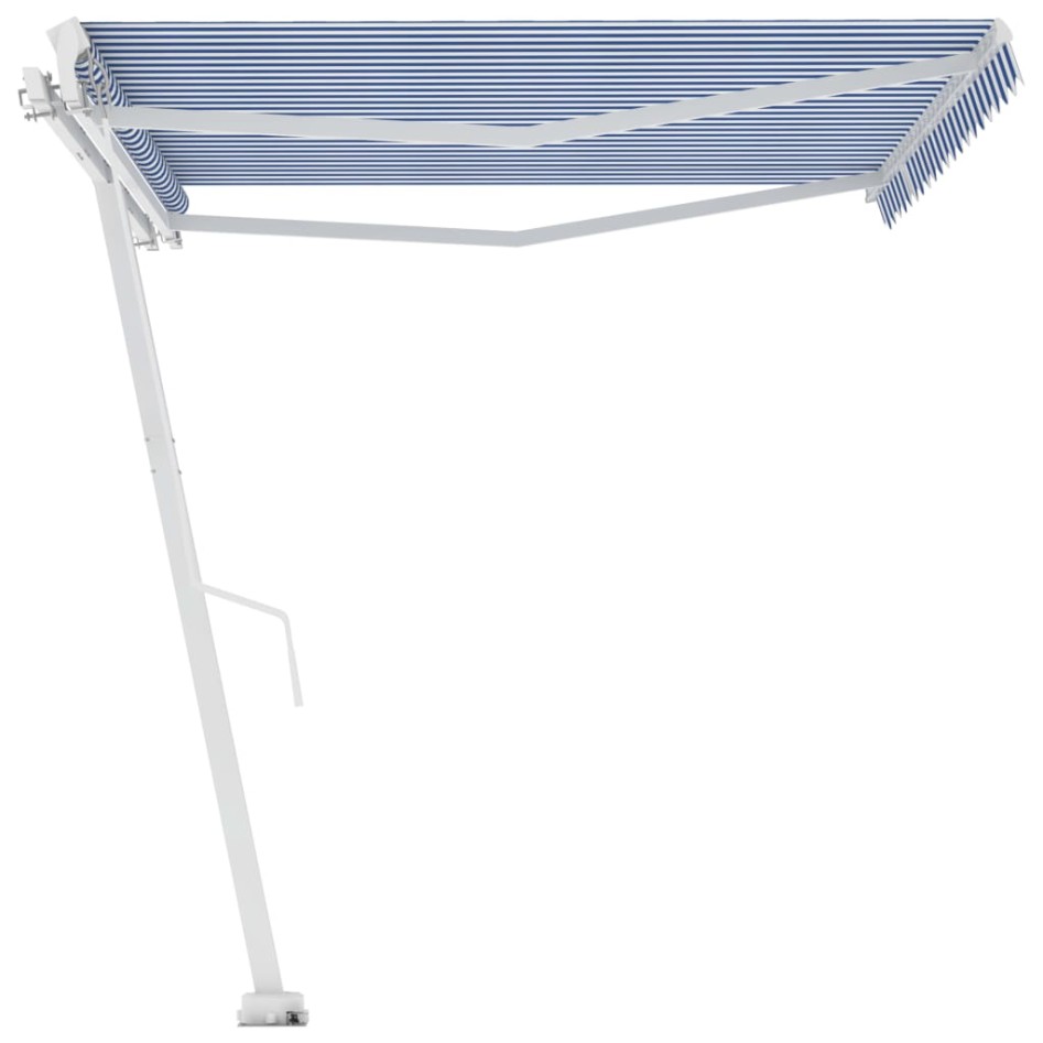 Toldo de pie manual azul y blanco 450x300