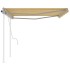 Toldo manual retráctil con postes amarillo y blanco 4,5x3,5