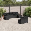 Set de sofás de jardín 8 piezas y cojines ratán sintético negro
