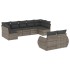 Set de muebles de jardín 9 pzas y cojines ratán sintético