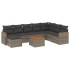 Set de muebles de jardín 9 pzas y cojines ratán sintético