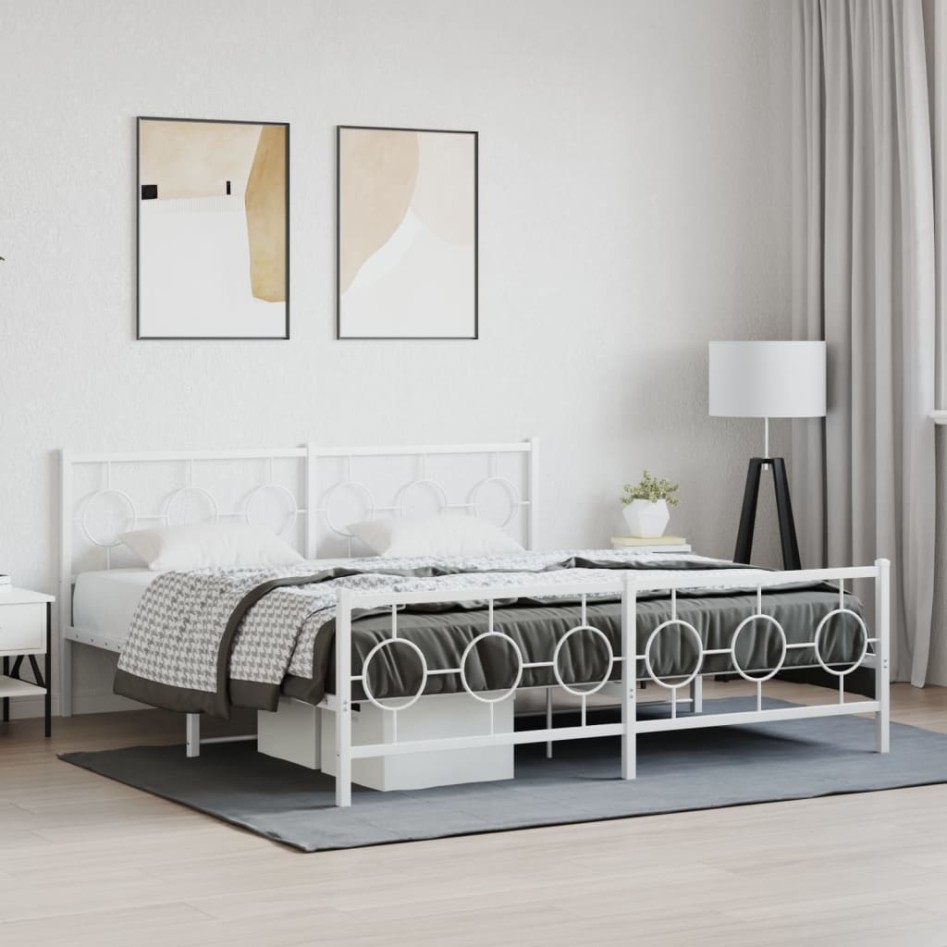 Estructura cama sin colchón con estribo metal blanco 183x213