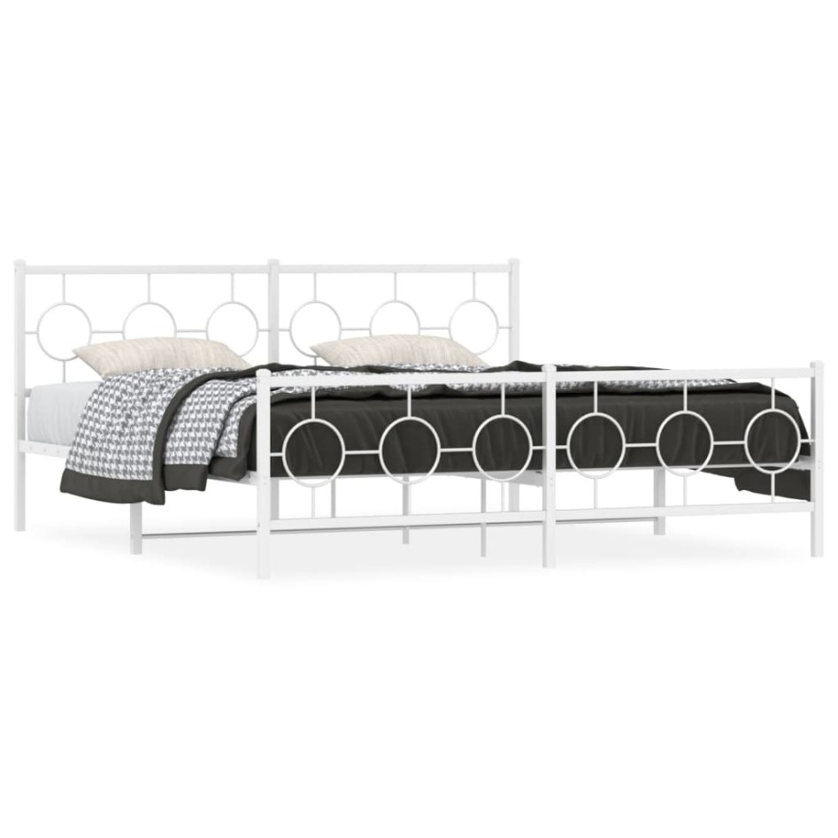 Estructura cama sin colchón con estribo metal blanco 183x213