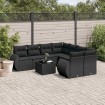 Set de sofás de jardín 8 piezas y cojines ratán sintético negro