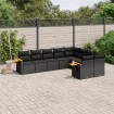 Set de sofás de jardín 8 piezas y cojines ratán sintético negro