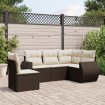 Set comedor de jardín 5 piezas y cojines ratán sintético marrón