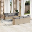 Juego de sofás jardín con cojines beige mezcla 9 pzas ratán PE