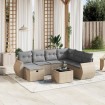Juego de sofás jardín con cojines beige mezcla 8 pzas ratán PE