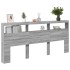 Cabecero de cama con luz LED gris Sonoma 220x17x102