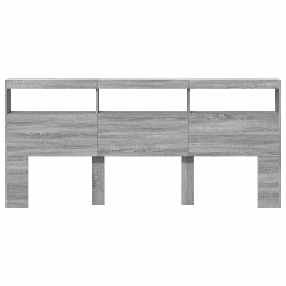 Cabecero de cama con luz LED gris Sonoma 220x17x102