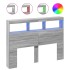Cabecero de cama con luz LED gris Sonoma 140x17x102