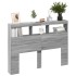 Cabecero de cama con luz LED gris Sonoma 140x17x102