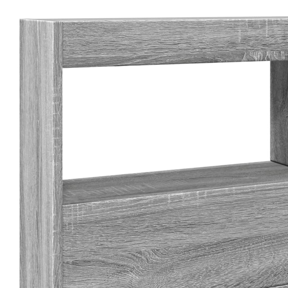 Cabecero de cama con luz LED gris Sonoma 140x17x102