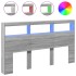 Cabecero de cama con luz LED gris Sonoma 180x17x102