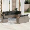 Set de sofás de jardín 8 pzas y cojines ratán sintético gris