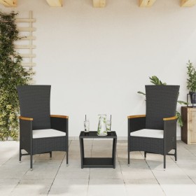 Set comedor de jardín 3 pzas con cojines ratán sintético