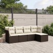 Set comedor de jardín 5 piezas y cojines ratán sintético marrón