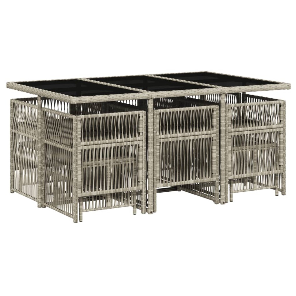 Set de comedor de jardín 11 pzas y cojines ratán sintético