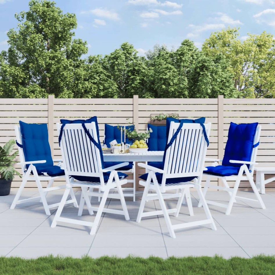 Cojines de silla con respaldo alto 6 uds tela Oxford azul