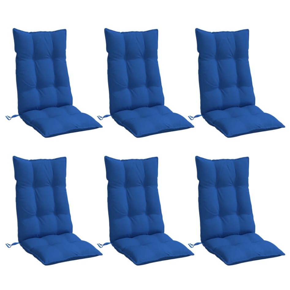 Cojines de silla con respaldo alto 6 uds tela Oxford azul