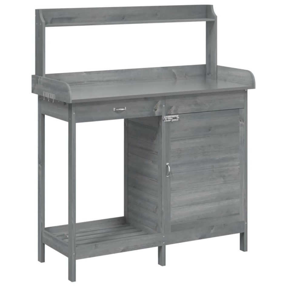 Mesa para macetas y armario madera abeto gris 110,5x45x124,5