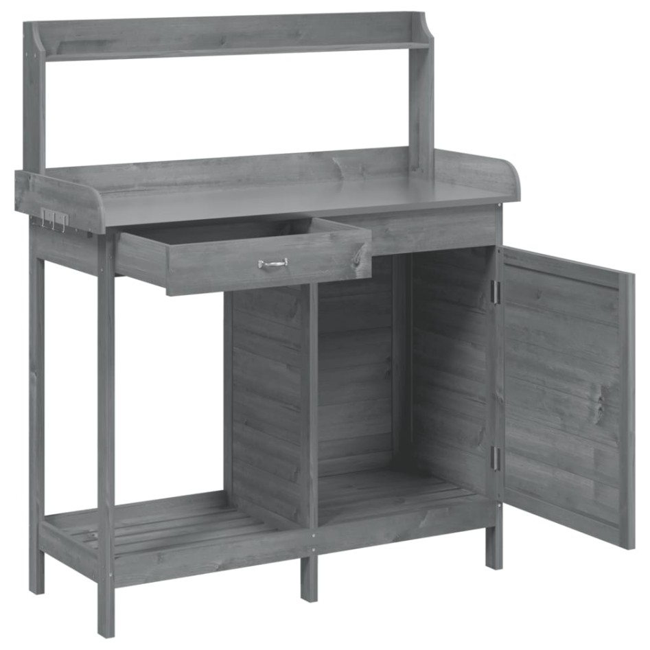 Mesa para macetas y armario madera abeto gris 110,5x45x124,5