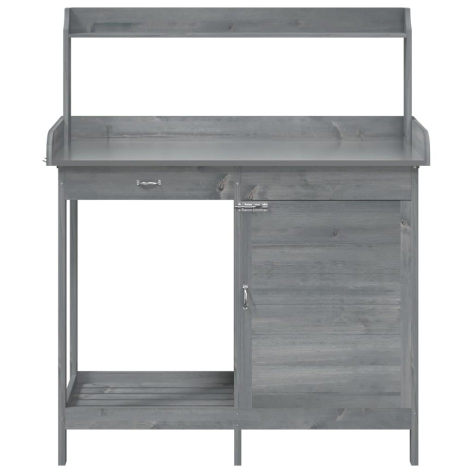 Mesa para macetas y armario madera abeto gris 110,5x45x124,5