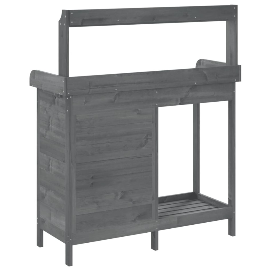 Mesa para macetas y armario madera abeto gris 110,5x45x124,5