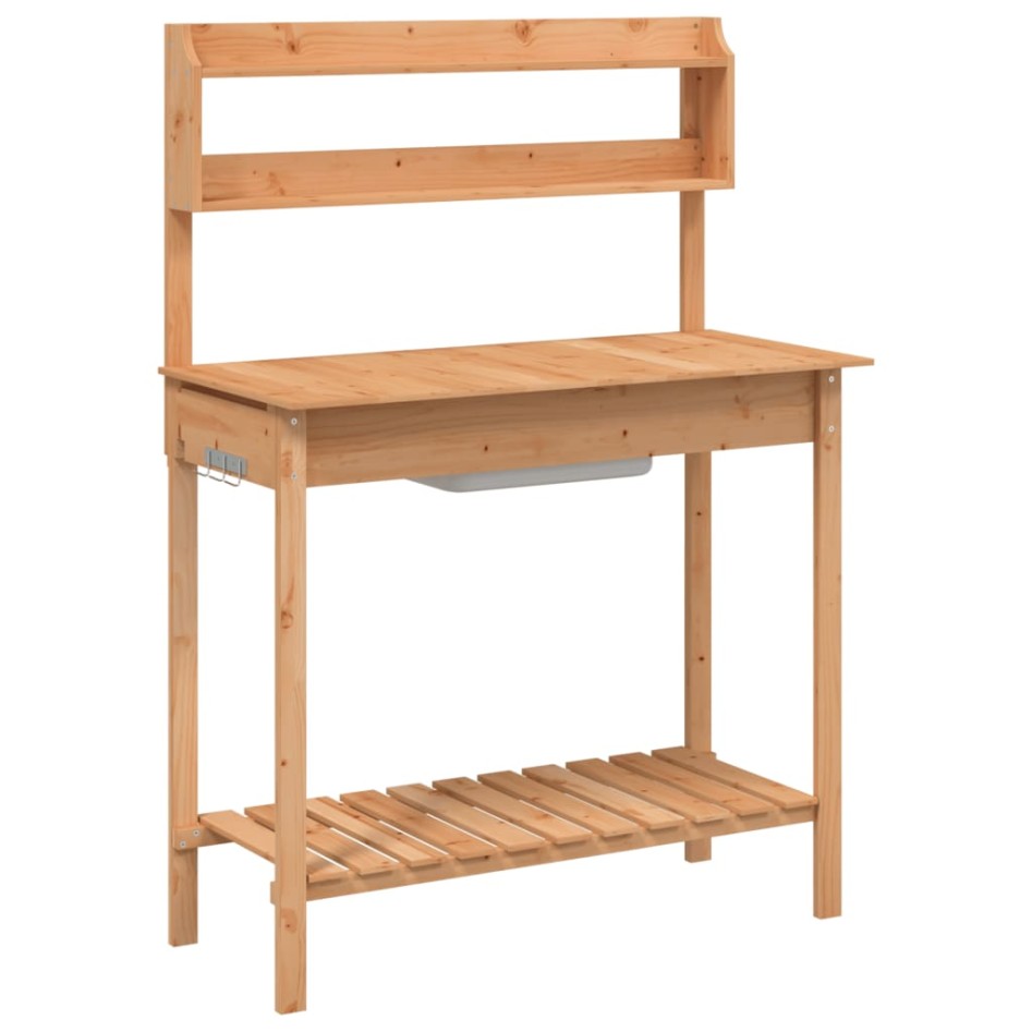 Mesa para macetas con fregadero madera abeto 147,5x44x139,5