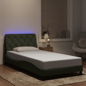 Estructura cama con luces LED terciopelo gris claro 100x200