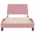 Estructura de cama con luces LED terciopelo rosa 100x200