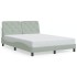 Estructura cama con luces LED terciopelo gris claro 140x190