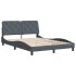 Estructura de cama luces LED terciopelo gris oscuro 140x200