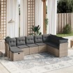 Set de sofás de jardín 8 pzas y cojines ratán sintético gris