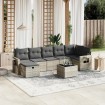 Set de sofás de jardín 8 pzas y cojines ratán sintético gris
