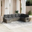 Set de sofás de jardín 8 pzas y cojines ratán sintético gris