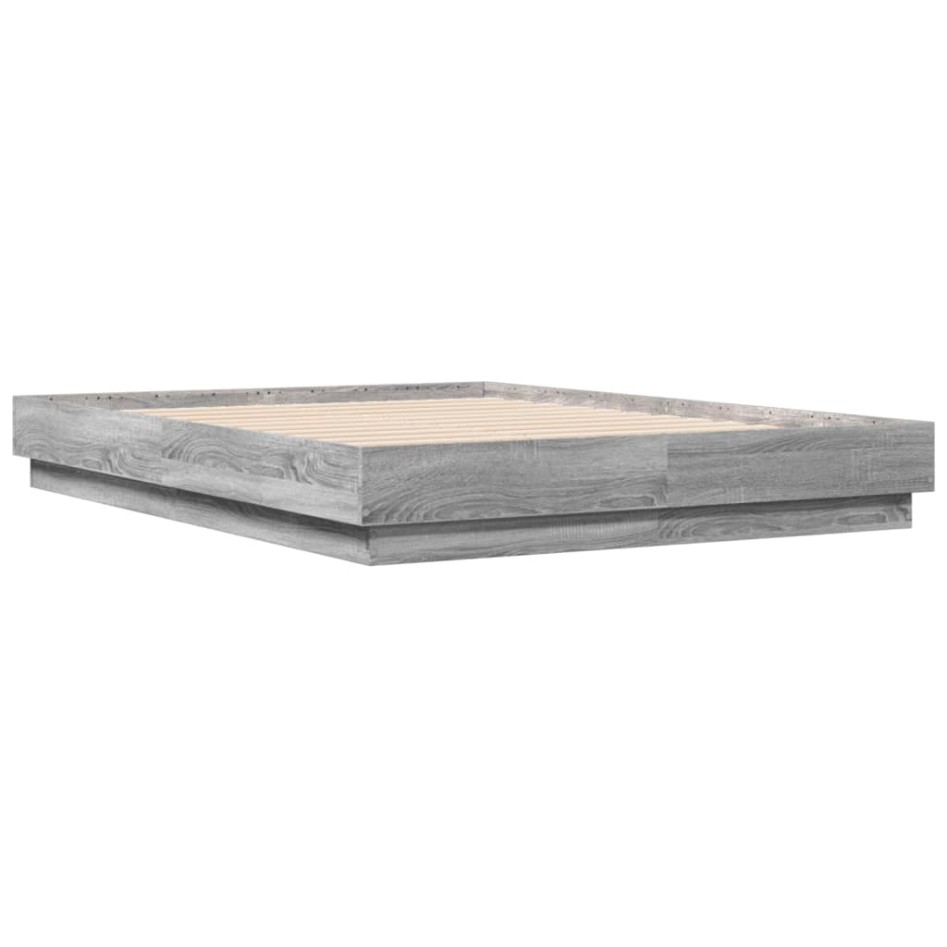 Estructura de cama madera de ingeniería gris Sonoma 135x190